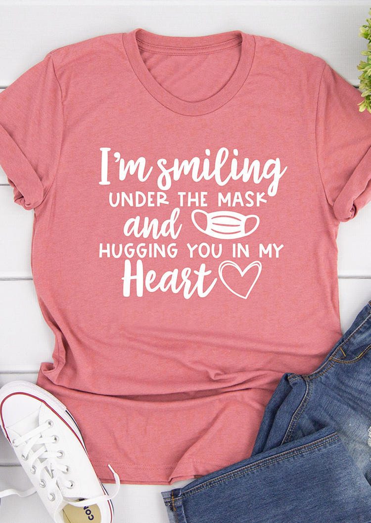 T-shirts Tees Hugging You In My Heart T-Shirt Tee - Cameo Brown in Brown. Size: L,M,S,XL