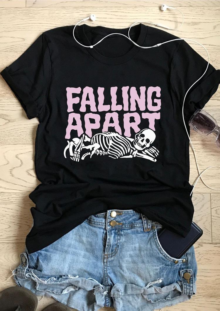 

Tees T-shirts Falling Apart Skeleton T-Shirt Tee in Black. Size: S,M,,XL
