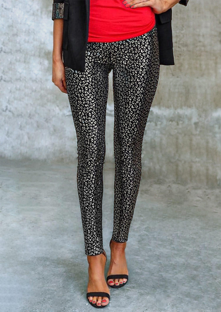 

Pants Leopard High Waist Slim Pencil Pants in Black. Size