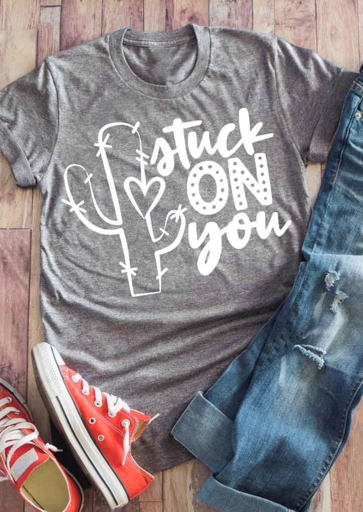 

T-shirts Tees Stuck On You Cactus O-Neck T-Shirt Tee in Gray. Size