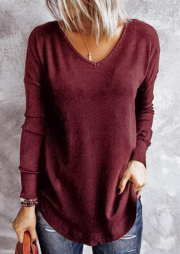 

Blouses Criss-Cross Open Back Long Sleeve Blouse - Burgundy in Red. Size