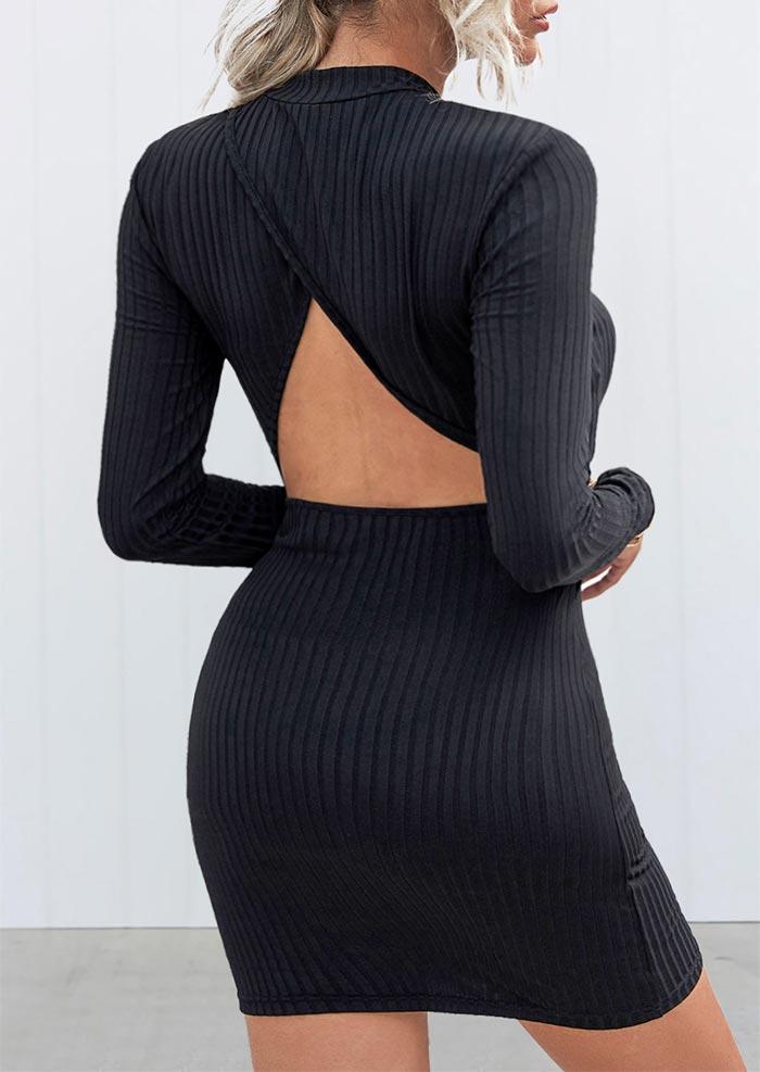 

Bodycon Dresses Hollow Out Long Sleeve Bodycon Dress in Black. Size