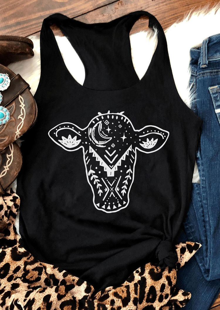 

Tank Tops Western Geometric Cattle Racerback Tank Top in Black. Size