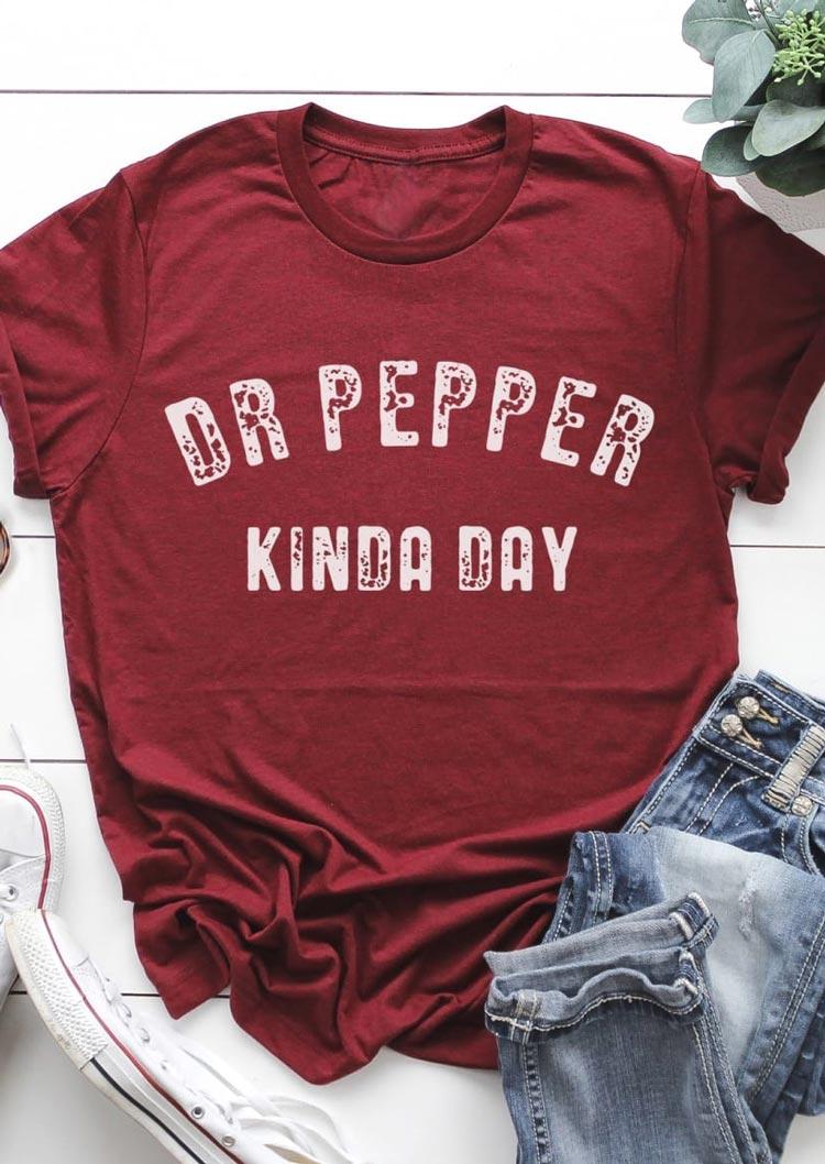 

T-shirts Tees Dr Pepper Kinda Day O-Neck T-Shirt Tee in Burgundy. Size