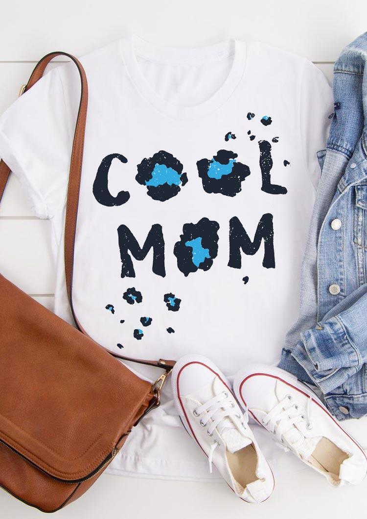 

T-shirts Tees Leopard Cool Mom O-Neck T-Shirt Tee in White. Size: ,M,L