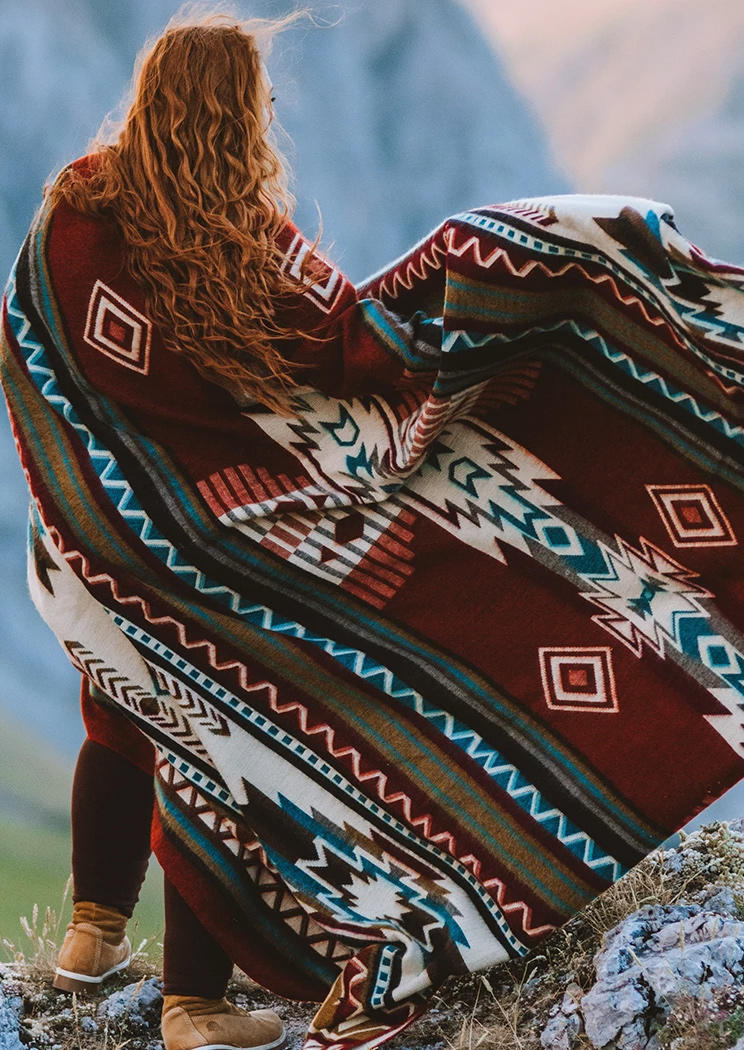 

Blanket Aztec Geometric Soft Warm Blanket in Multicolor. Size