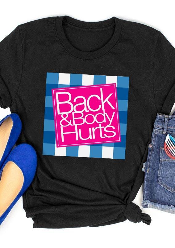 

T-shirts Tees Back & Body Hurts Plaid T-Shirt Tee in Black. Size