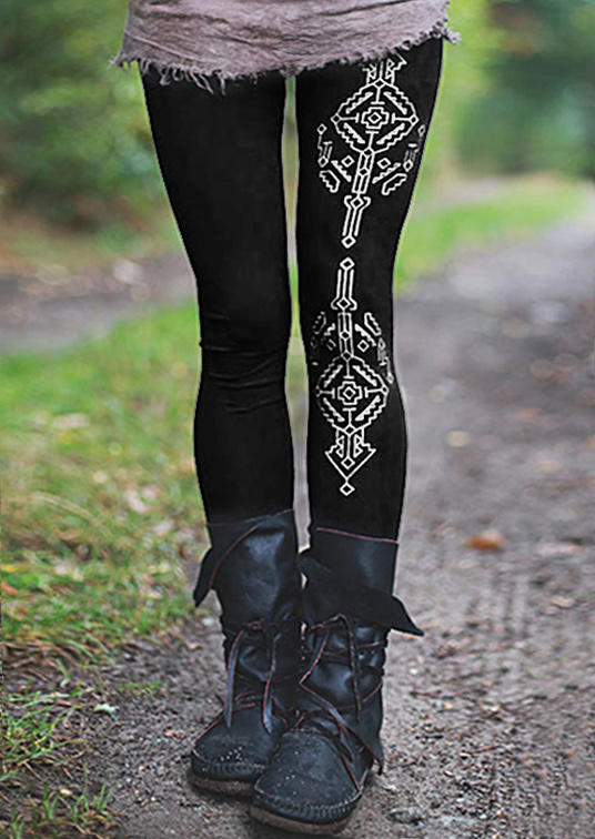

Leggings Vintage Geometric High Waist Leggings in Black. Size
