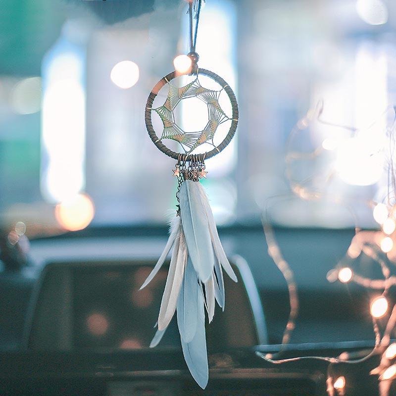 

Home Decor Hollow Out Feather Star Car Pendant Dreamcatcher in Gray. Size
