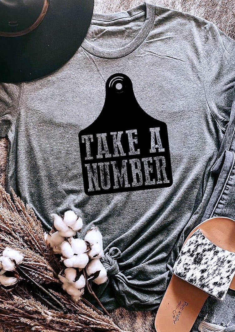 

T-shirts Tees Take A Number O-Neck T-Shirt Tee in Gray. Size: ,M