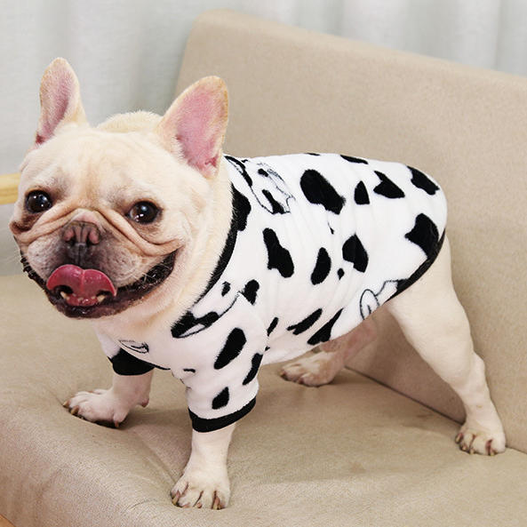 

Pet Products Cow Warm Pet Dog Plush Pajama in White. Size