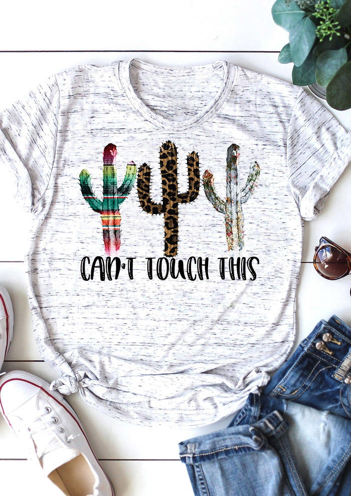 

T-shirts Tees Leopard Can't Touch This Cactus T-Shirt Tee in White. Size