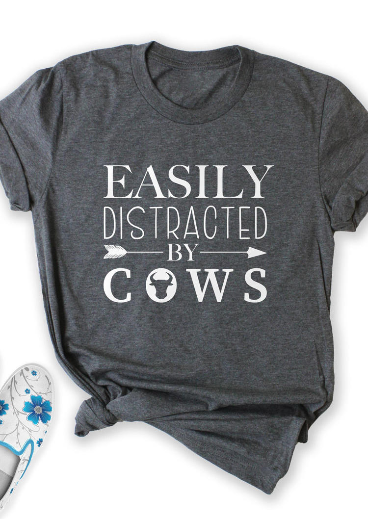 

T-shirts Tees Easily Distracted By Cows Arrow T-Shirt Tee in Dark Grey. Size