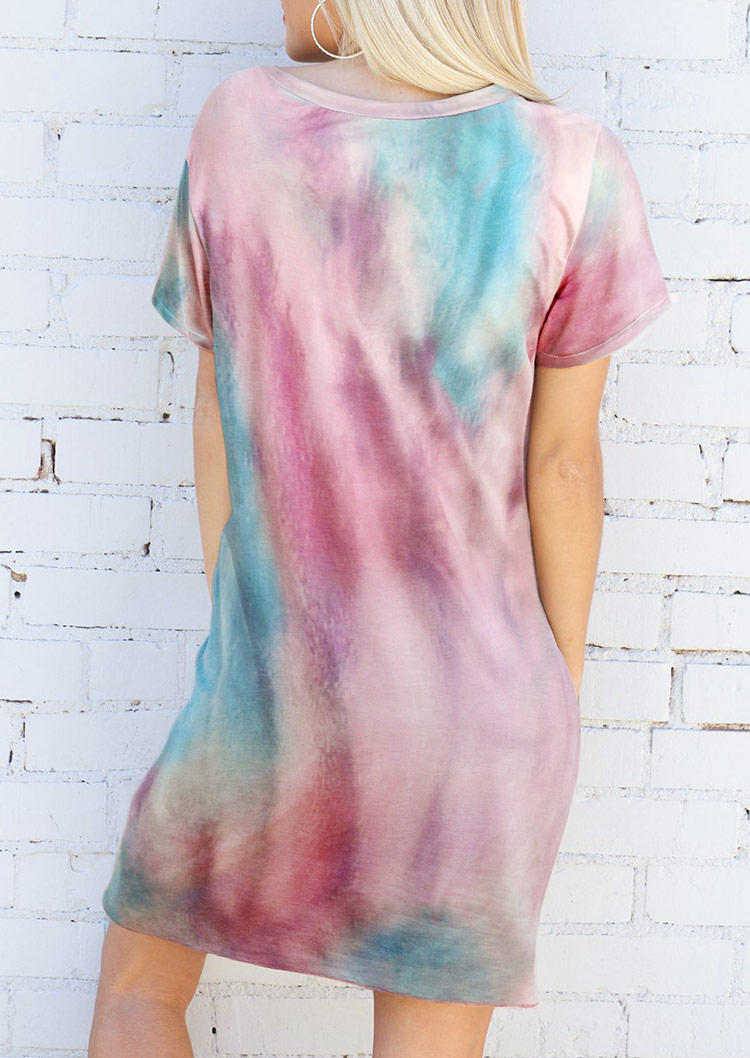 

Mini Dresses Tie Dye Button O-Neck Mini Dress in Multicolor. Size
