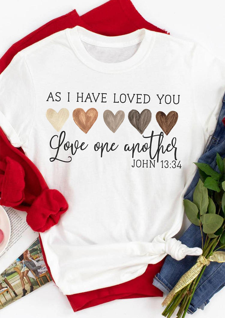 

T-shirts Tees As I Have Loved You O-Neck T-Shirt Tee in White. Size: ,M,L