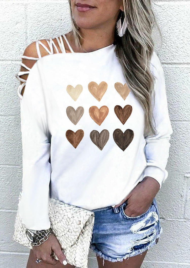 

Blouses Be Kind Heart Criss-Cross Slash Neck Blouse in White. Size