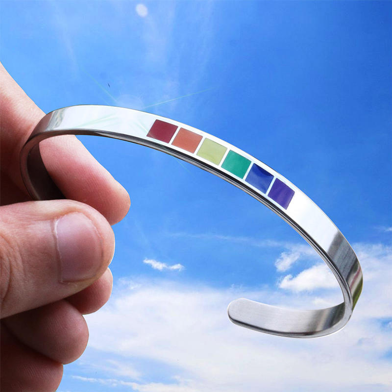 

Bracelet Rainbow Open Adjustable Bangle Bracelet in Silver. Size