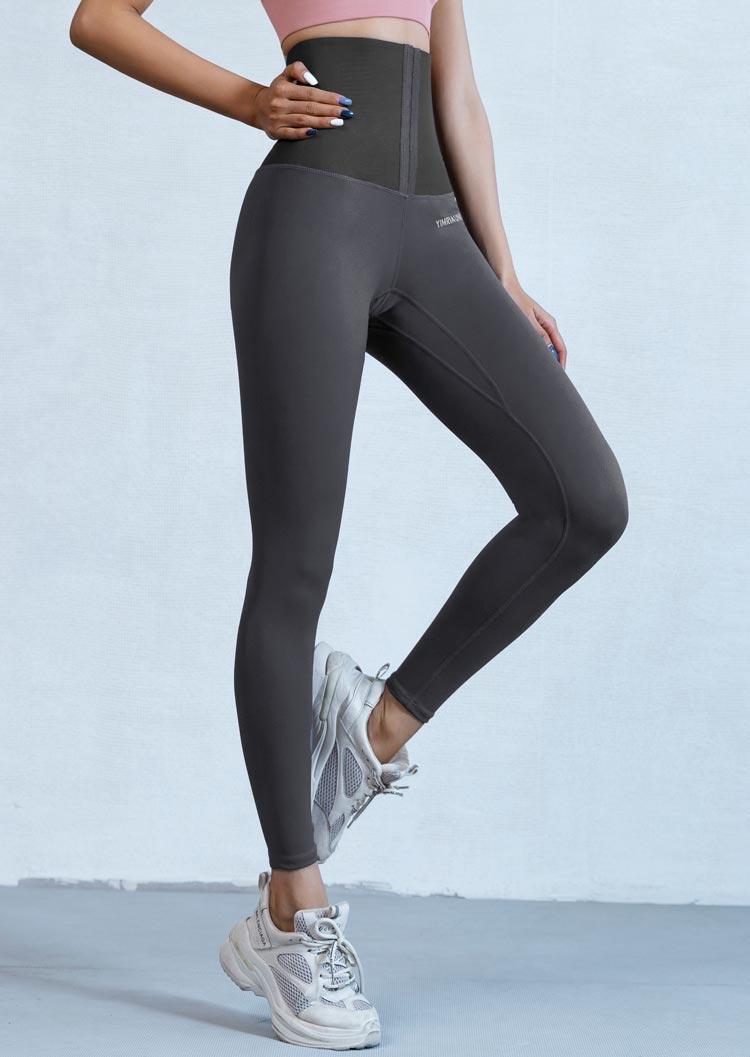 

Activewear Adjustable Hip-Lifting High Waist Fitness Activewear Leggings in Gray. Size