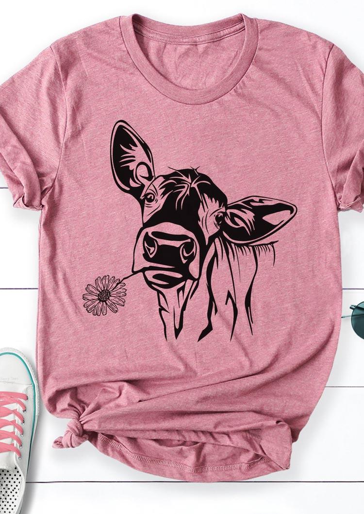 

T-shirts Tees Farm Cowgirl Cattle Daisy T-Shirt Tee in Cameo Brown. Size