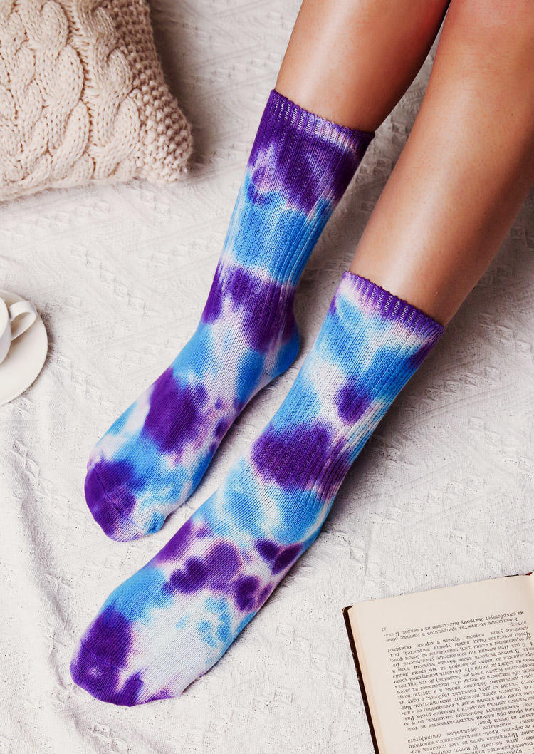 

Crew Socks Tie Dye Comfortable Warm Casual Socks in Purple. Size