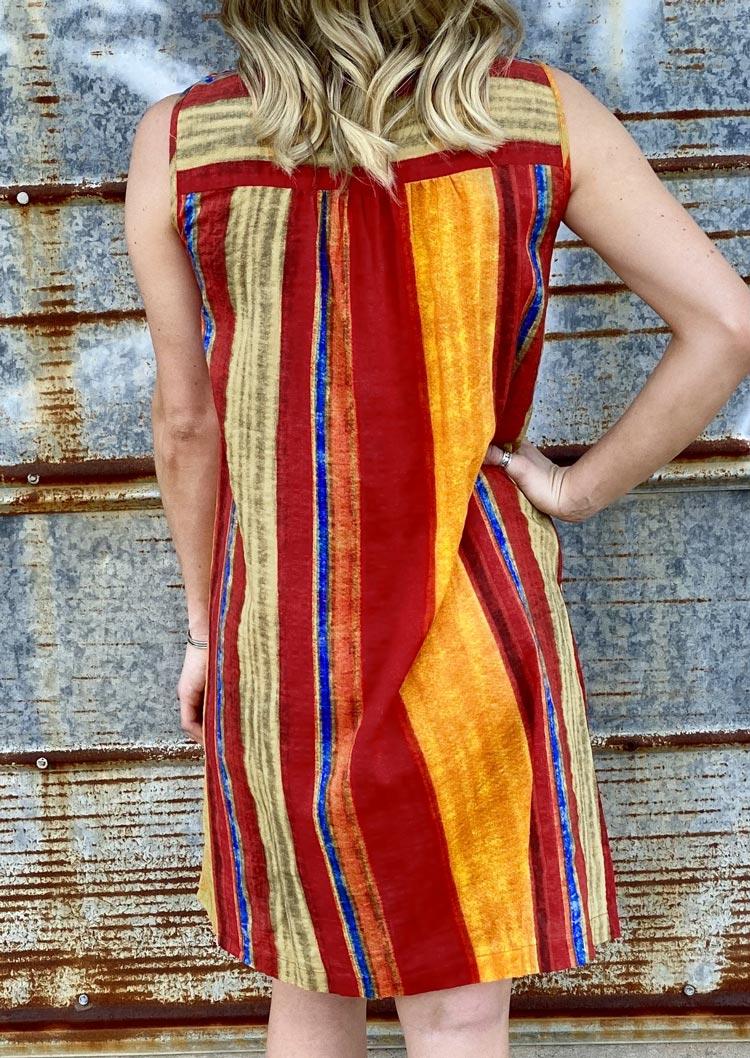 Mini Dresses Colorful Striped Floral Geometric Ethnic Style Mini Dress in Multicolor. Size: L,M,S,XL