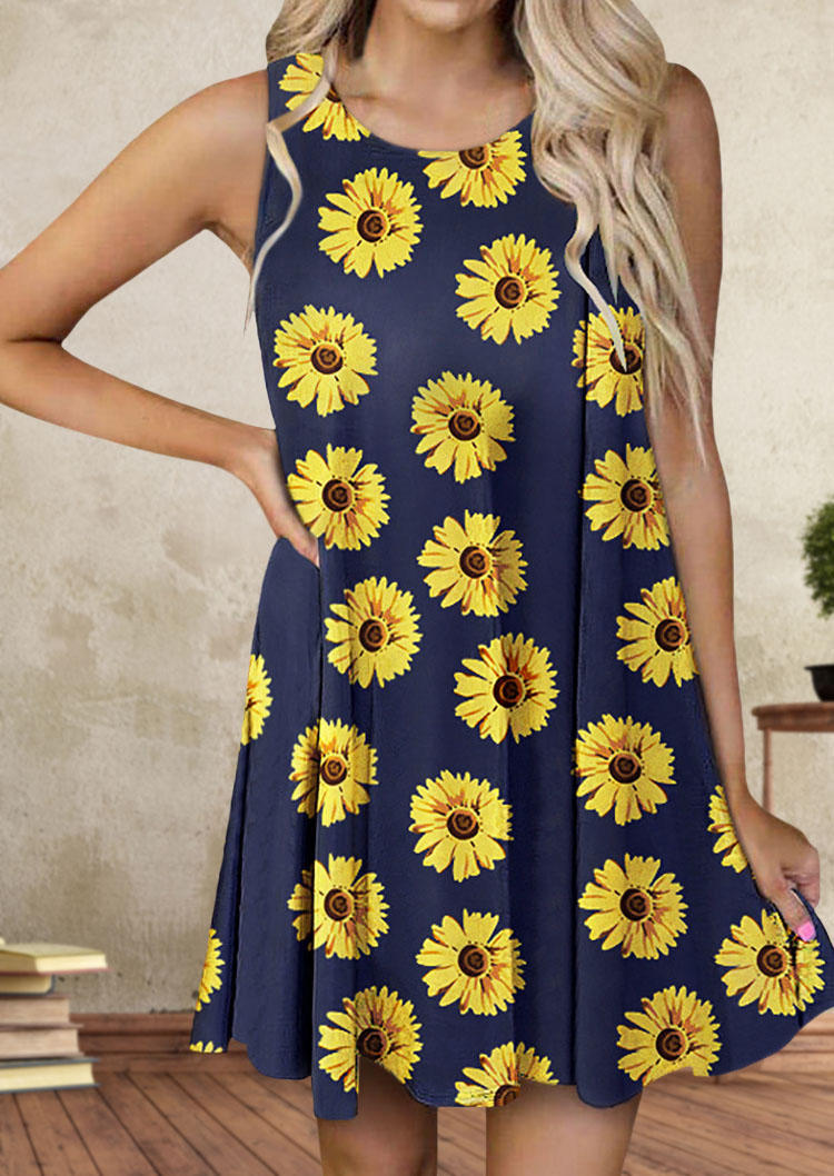 

Mini Dresses Sunflower Pocket Sleeveless Mini Dress in Deep Blue. Size: ,XL