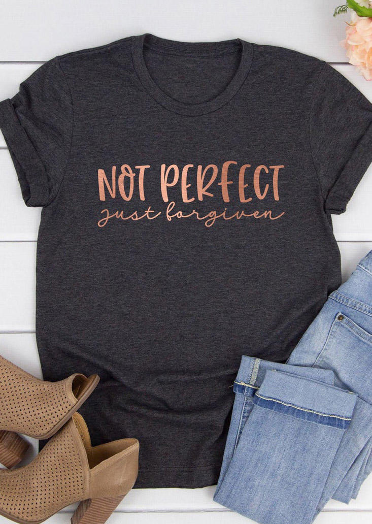 

T-shirts Tees Not Perfect Just Forgiven T-Shirt Tee in Dark Grey. Size: ,M,L,XL