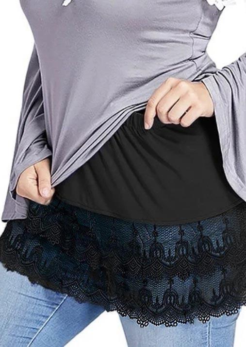 

Skirts Layered Wear Lace Splicing Trim Extender Skirt in Black. Size