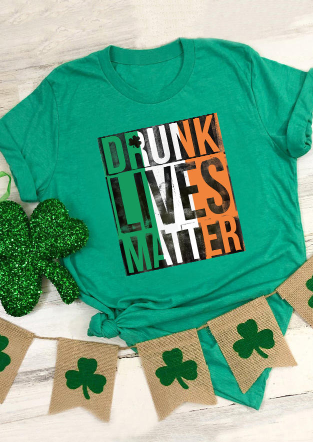 T-shirts Tees St. Patrick's Day Drunk Lives Matter Irish Flag T-Shirt Tee in Green. Size: S,M,L