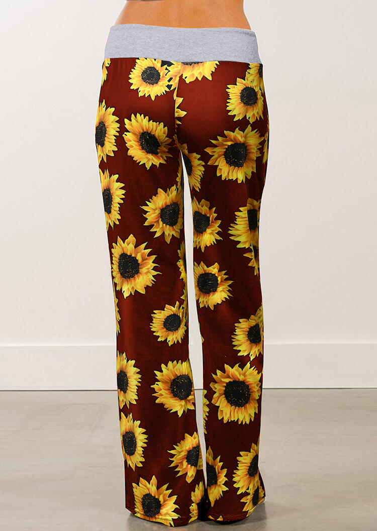 

Pants Sunflower Drawstring Wide Leg Pants in Burgundy. Size: ,L