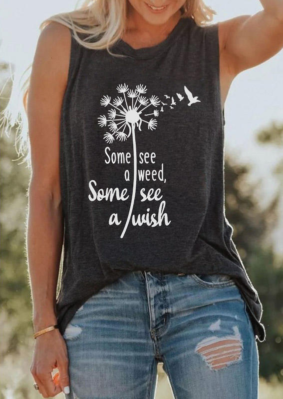 Some See A Weed Some See A Wish Dandelion Tank - Dark Grey