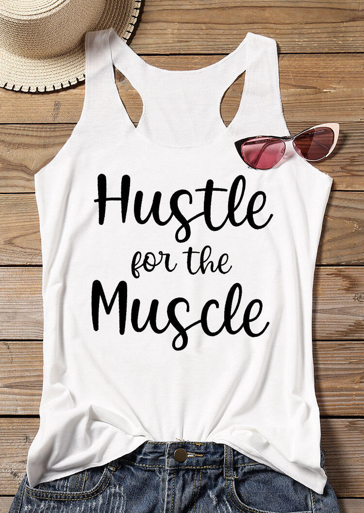 

Tank Tops Hustle For The Muscle Workout Racerback Tank Top in White. Size