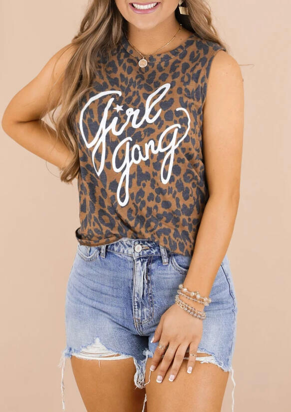 

Tank Tops Girl Gang Star Leopard Tank Top without Necklace in Leopard. Size