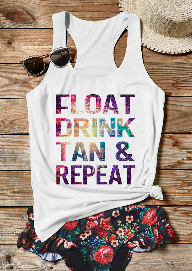 Float Drink Tan & Repeat Tank - Cyan