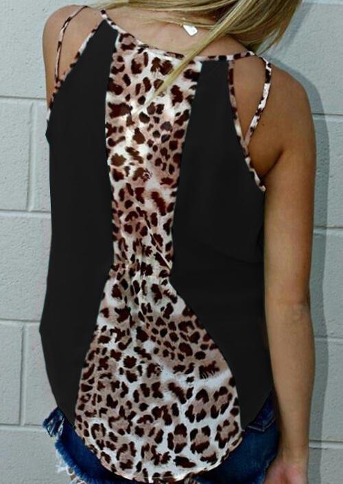 Tank Tops Leopard Color Block Splicing Camisole without Necklace - Light Green in Green. Size: S