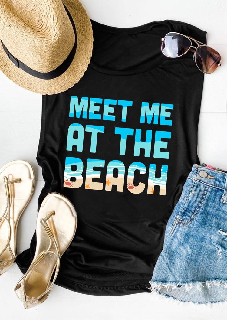 

Tank Tops Meet Me At The Beach Casual Tank Top in Black. Size