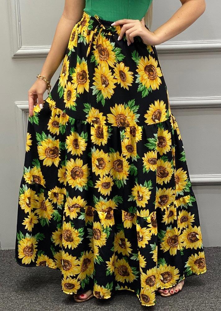 

Skirts Sunflower Elastic Waist Tie Long Skirt in Multicolor. Size: ,M,L,XL