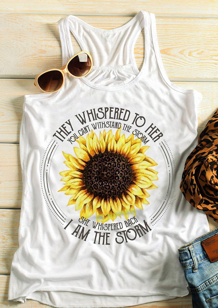 

Tank Tops Sunflower They Whisphered To Her Racerback Tank Top in White. Size: ,XL