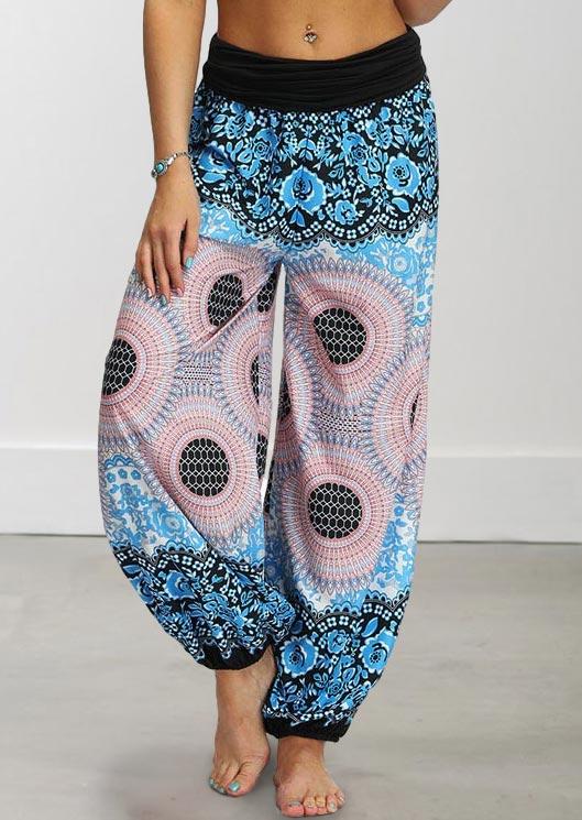

Pants Vintage Floral Elastic Waist Wide Leg Pants in Multicolor. Size: ,L,XL