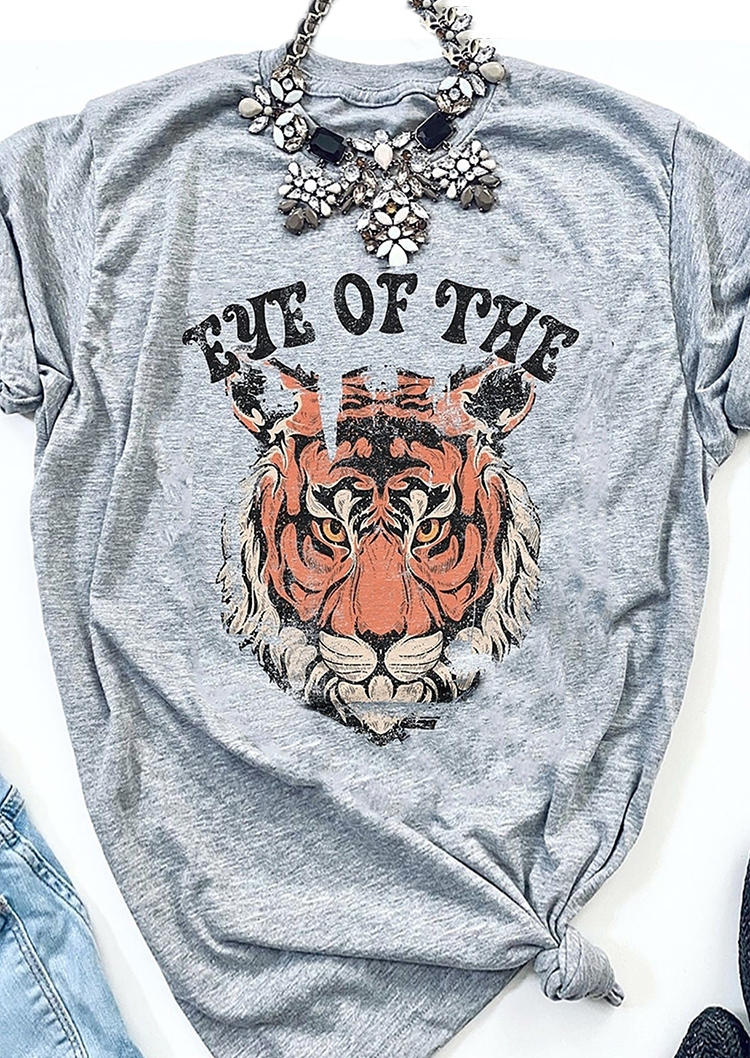 

T-shirts Tees Eye Of The Tiger O-Neck T-Shirt Tee in Gray. Size