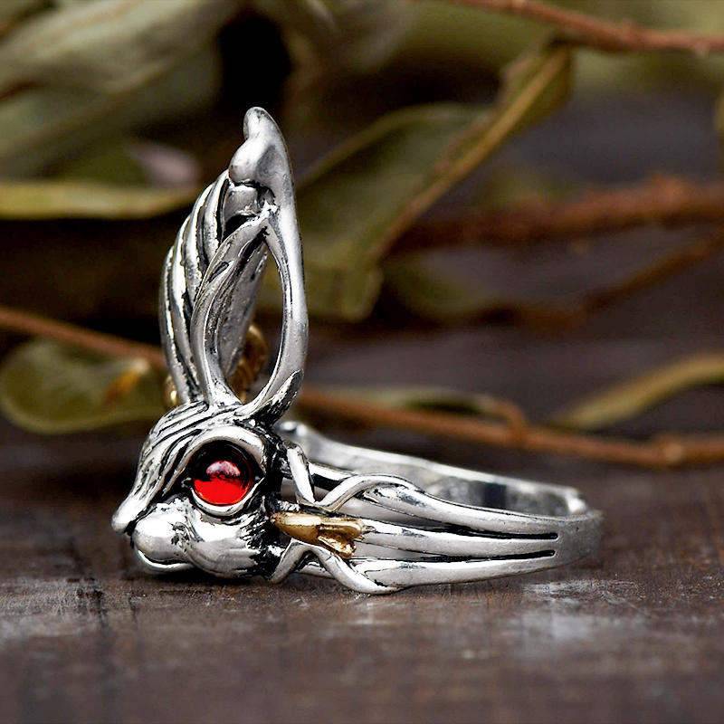 

Rings Rabbit Hollow Out Open Adjustable Ring in Blue. Size