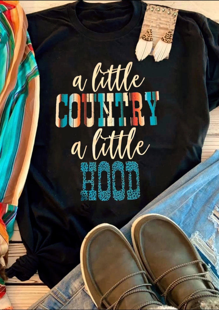 

T-shirts Tees A Little Country A Little Hood O-Neck T-Shirt Tee in Black. Size