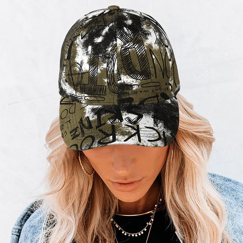 

Hats Street Graffiti Letter Graphic Adjustable Baseball Cap in Army Green. Size