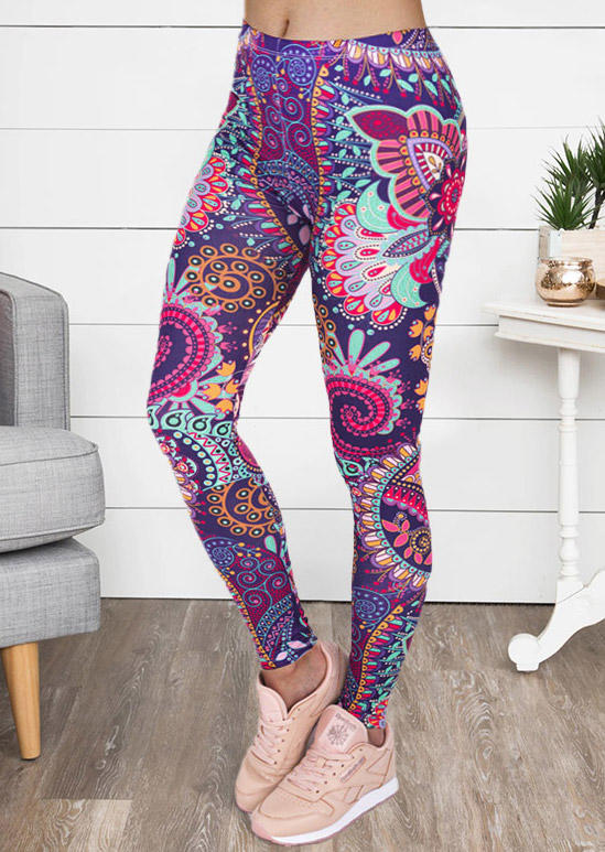 

Activewear Paisley Fitness Yoga Activewear Leggings in Multicolor. Size