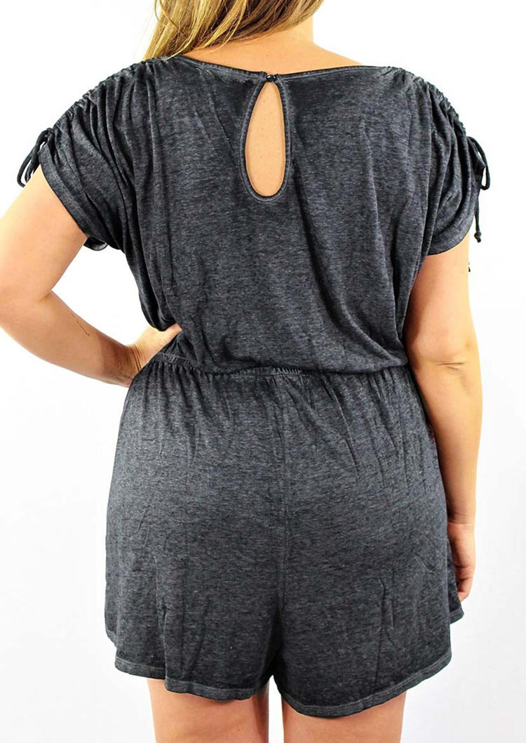 

Plus Size Bottoms Plus Size Criss-Cross Drawstring Elastic Waist Romper in Dark Grey. Size