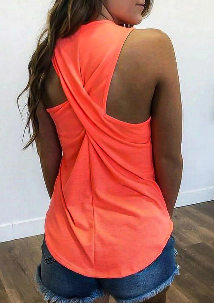 Criss-Cross Ruffled Casual Tank - Orange
