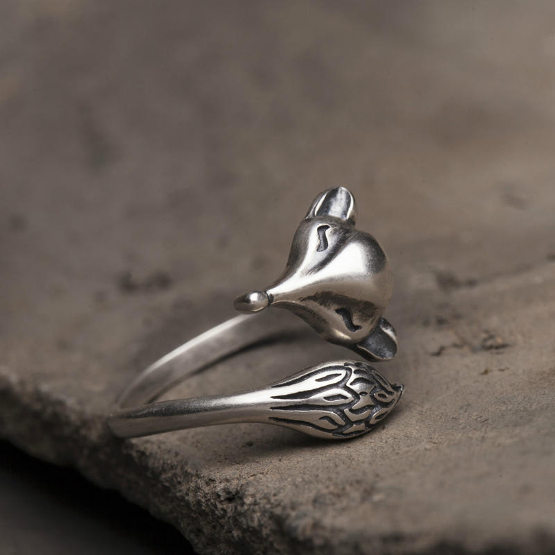

Rings Carved Lucky Fox Open Copper Ring in Silver. Size