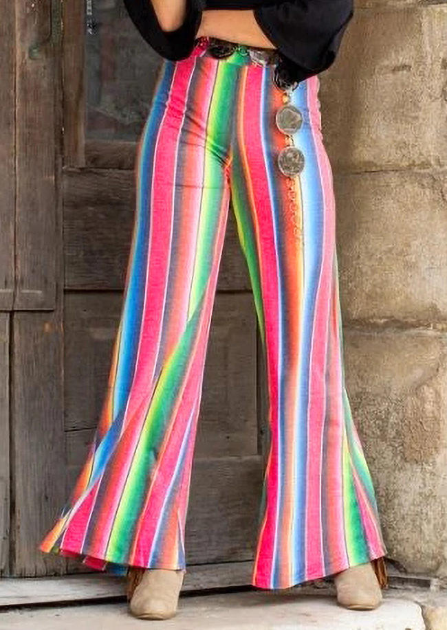 

Pants Serape Striped Elastic Waist Wide Leg Pants in Multicolor. Size: ,M,L,XL