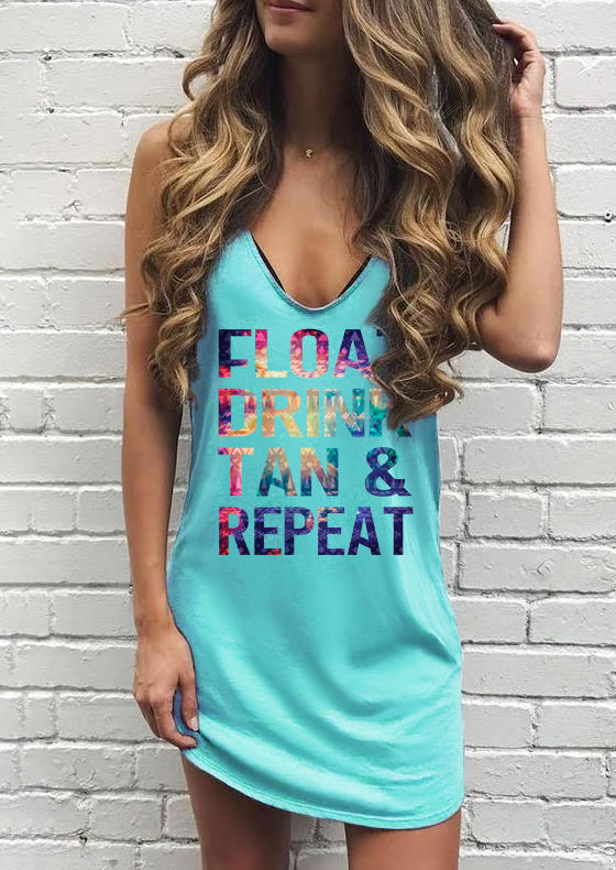

Mini Dresses Tie Dye Float Drink Tan & Repeat Mini Dress in Cyan. Size