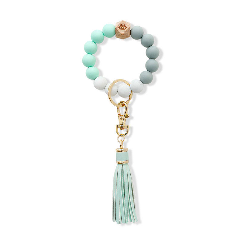 

Keychains Leopard Colorful Beading Tassel Keychain in Green. Size